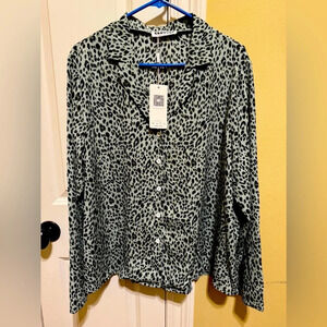 Ecowish Women’s Animal Print Long Sleeve Blouse Sz XL